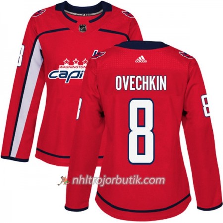 Dame Ishockey Washington Capitals Tröja Alex Ovechkin 8 Adidas 2017-2018 Röd Authentic